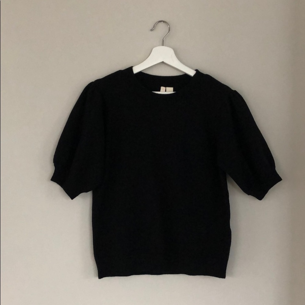 Anthropologie Moth Black Short Sleeve Sweater L